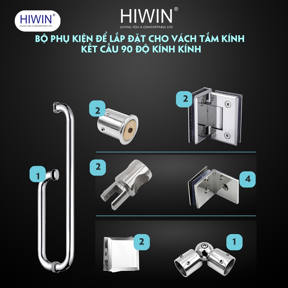 Bộ cabin tắm 90 độ kính kính HIWIN PKF-90KK