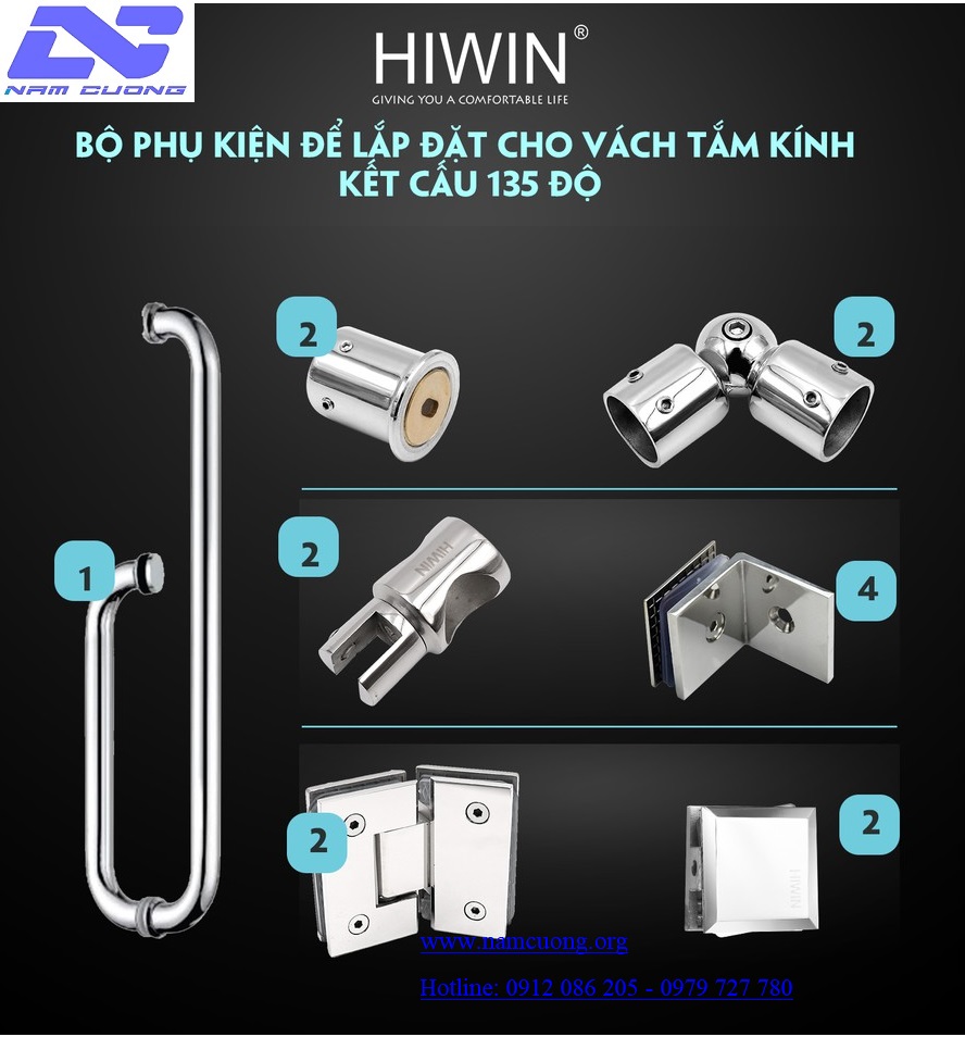 Bộ cabin 90 độ tường kính HIWIN