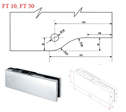 Kẹp kính cánh cửa thủy lực VVP